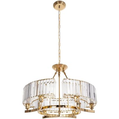 Lámpara de suspensión de cristal dorado Toolight - 6 puntos de luz Lámpara de suspensión de cristal dorado Toolight - 6 puntos de luz