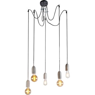 Qazqa Diseño Lámpara Colgante Industrial De Hormigón Gris - Cava 5 Piedra/cemento Redonda Adecuado Para Led Max. 5 X 40 Watt Qazqa Diseño Lámpara Colgante Industrial De Hormigón Gris - Cava 5 Piedra/cemento Redonda Adecuado Para Led Max. 5 X 40 Watt
