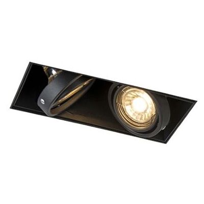 Moderno Foco Empotrado Inteligente Negro Con 2 Gu10 Wifi Sin Marco - Oneon 2 Acero Rectangular Adecuado Para Led Max. 2 X 5 Watt - Qazqa Moderno Foco Empotrado Inteligente Negro Con 2 Gu10 Wifi Sin Marco - Oneon 2 Acero Rectangular Adecuado Para Led Max. 2 X 5 Watt - Qazqa