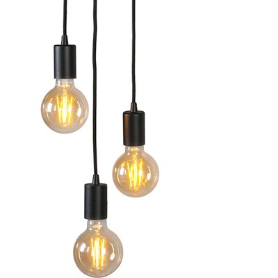 Diseño Lámpara Colgante Industrial Inteligente Negra Con Wifi G95 3 Luces - Facil Cilíndra Adecuado Para Led Max. 3 X 4.9 Watt - Qazqa Diseño Lámpara Colgante Industrial Inteligente Negra Con Wifi G95 3 Luces - Facil Cilíndra Adecuado Para Led Max. 3 X 4.9 Watt - Qazqa