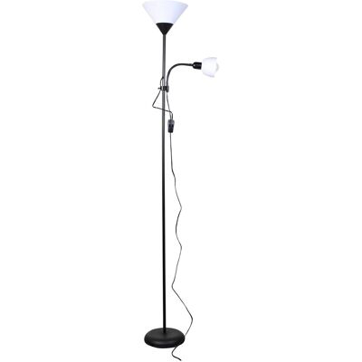 Cristalrecord Lámpara de Pie Negra Minimalista - Dos Luces E27 E14 Cristalrecord Lámpara de Pie Negra Minimalista - Dos Luces E27 E14