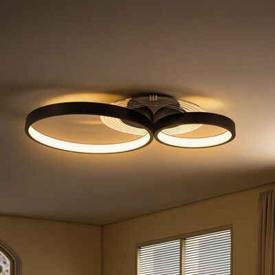 JHY DESIGN Lámpara De Techo Led Moderna De 3 Anillos Con Temperatura De Color Ajustable, 40 W De Potencia, Color Negro. JHY DESIGN Lámpara De Techo Led Moderna De 3 Anillos Con Temperatura De Color Ajustable, 40 W De Potencia, Color Negro.