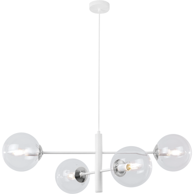 OEM Lámpara Colgante Vicenza Blanca Cromada 4 Lámparas Planas Transparentes E14 OEM Lámpara Colgante Vicenza Blanca Cromada 4 Lámparas Planas Transparentes E14