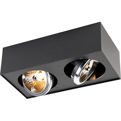 Moderno Foco Cuadrado Negro 2 Luces - Kaya Aluminio /acero Rectangular Adecuado Para Led Max. 2 X 3 Watt - Qazqa Moderno Foco Cuadrado Negro 2 Luces - Kaya Aluminio /acero Rectangular Adecuado Para Led Max. 2 X 3 Watt - Qazqa