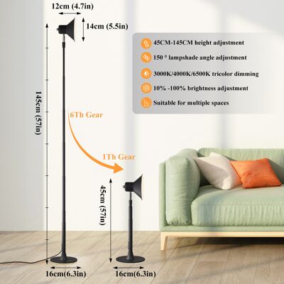 OEM Lámpara De Pie Led Regulable, Altura Ajustable, Estructura De Hierro, Estilo Moderno, Ángulo Ajustable, Ideal Para Salones, Dormitorios Y Como Lámpara De Lectura, Modelo B - Negro OEM Lámpara De Pie Led Regulable, Altura Ajustable, Estructura De Hierro, Estilo Moderno, Ángulo Ajustable, Ideal Para Salones, Dormitorios Y Como Lámpara De Lectura, Modelo B - Negro