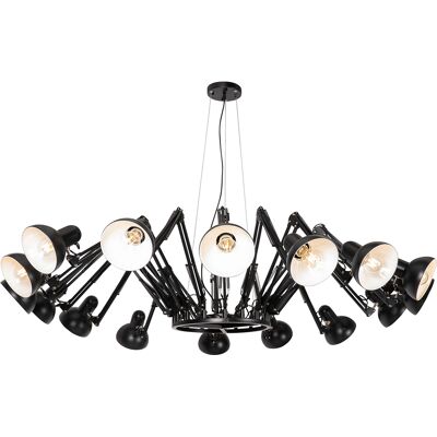 Industrial Lámpara Colgante Inteligente Negra 16 Luces Ajustables Incl. 16 Wifi A60 - Hobby Spinne Acero Redonda Adecuado Para Led Max. 16 X 7 Watt - Qazqa Industrial Lámpara Colgante Inteligente Negra 16 Luces Ajustables Incl. 16 Wifi A60 - Hobby Spinne Acero Redonda Adecuado Para Led Max. 16 X 7 Watt - Qazqa