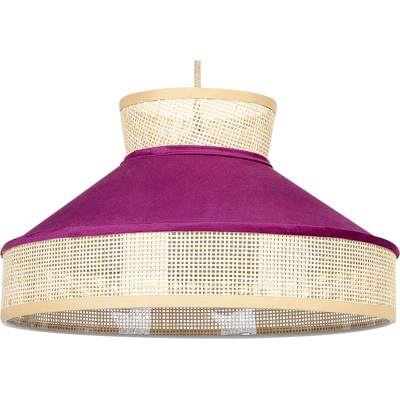 Lámpara colgante de ratán rosa natural Beliani - Iluminación boho Lámpara colgante de ratán rosa natural Beliani - Iluminación boho