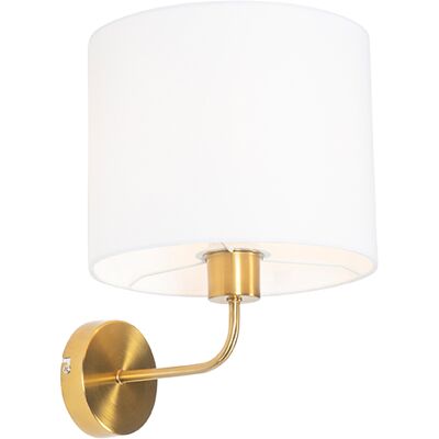 Clásico/antiguo Lámpara De Pared Clásica Dorada Con Pantalla De Tela Blanca - Cas Acero /textil Redonda Adecuado Para Led Max. 1 X 40 Watt - Qazqa Clásico/antiguo Lámpara De Pared Clásica Dorada Con Pantalla De Tela Blanca - Cas Acero /textil Redonda Adecuado Para Led Max. 1 X 40 Watt - Qazqa