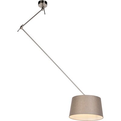 Rústico Lámpara Colgante De Acero Con Pantalla De Lino Color Topo 35 Cm - Blitz Lino /acero Cilíndra /alargada /redonda Adecuado Para Led Max. 1 X 60 Watt - Qazqa Rústico Lámpara Colgante De Acero Con Pantalla De Lino Color Topo 35 Cm - Blitz Lino /acero Cilíndra /alargada /redonda Adecuado Para Led Max. 1 X 60 Watt - Qazqa