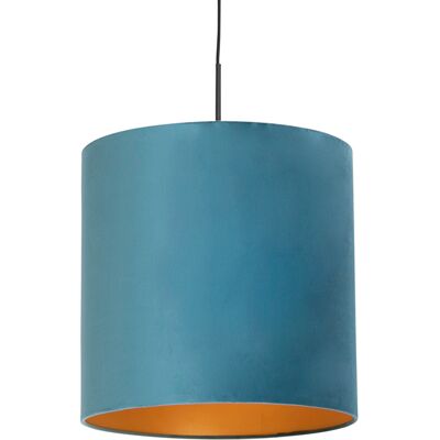 QAZQA Lámpara colgante terciopelo azul/oro - Estilo clásico vintage QAZQA Lámpara colgante terciopelo azul/oro - Estilo clásico vintage