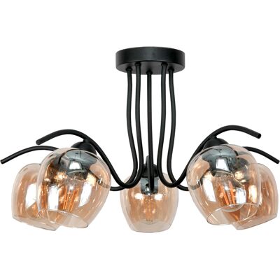 OEM Lámpara De Techo Colgante, Negra, Pantalla De Cristal Ámbar, 15-350 Rufi Gris OEM Lámpara De Techo Colgante, Negra, Pantalla De Cristal Ámbar, 15-350 Rufi Gris