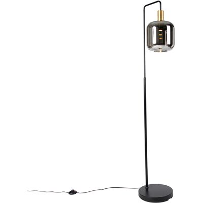 Diseño Lámpara De Pie Negra Con Dorado Y Cristal Ahumado Incl. Pucc - Zuzanna Vidrio /acero Alargada Adecuado Para Led Max. 1 X 3.5 Watt - Qazqa Diseño Lámpara De Pie Negra Con Dorado Y Cristal Ahumado Incl. Pucc - Zuzanna Vidrio /acero Alargada Adecuado Para Led Max. 1 X 3.5 Watt - Qazqa