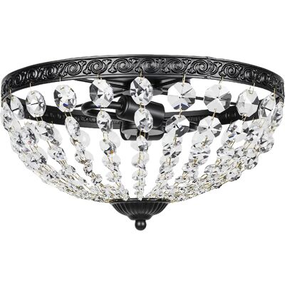 JHY DESIGN Lámpara De Techo Vintage De Cristal Con 2 Portalámparas E14 De 40 W Y 168 Cuentas De Cristal, De Color Negro, Ideal Para El Dormitorio O El Salón. JHY DESIGN Lámpara De Techo Vintage De Cristal Con 2 Portalámparas E14 De 40 W Y 168 Cuentas De Cristal, De Color Negro, Ideal Para El Dormitorio O El Salón.