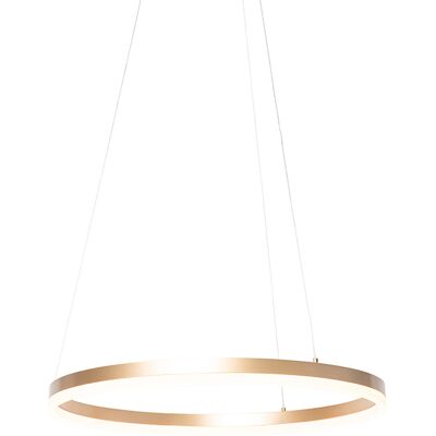 Diseño Lámpara Colgante De Diseño Dorada 60 Cm Con Led Regulable En 3 Pasos - Anello Aluminio /acero Redonda Incluye Led Max. 1 X 40 Watt - Qazqa Diseño Lámpara Colgante De Diseño Dorada 60 Cm Con Led Regulable En 3 Pasos - Anello Aluminio /acero Redonda Incluye Led Max. 1 X 40 Watt - Qazqa