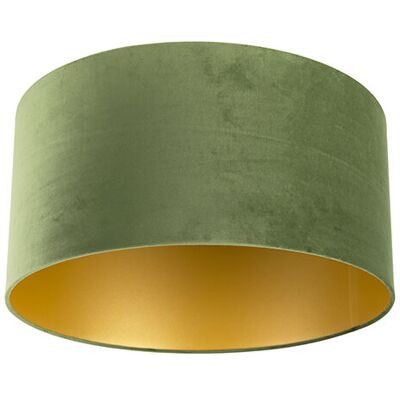 Algodón Pantalla De Lámpara De Terciopelo Verde 50/50/25 Con Interior Dorado , - Qazqa Algodón Pantalla De Lámpara De Terciopelo Verde 50/50/25 Con Interior Dorado , - Qazqa