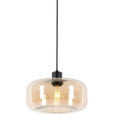 Art Déco Lámpara Colgante Art Deco Negra Con Cristal Ámbar - Bizle Vidrio /acero Redonda Adecuado Para Led Max. 1 X 25 Watt - Qazqa Art Déco Lámpara Colgante Art Deco Negra Con Cristal Ámbar - Bizle Vidrio /acero Redonda Adecuado Para Led Max. 1 X 25 Watt - Qazqa