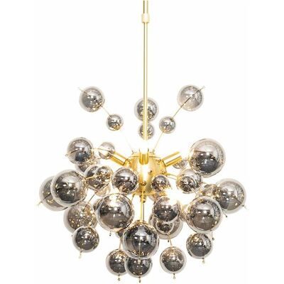 Art Déco Lámpara Colgante De Diseño Latón Con Cristal Ahumado 8 Luces - Explode Acero /vidrio Redonda Adecuado Para Led Max. 8 X 28 Watt - Qazqa Art Déco Lámpara Colgante De Diseño Latón Con Cristal Ahumado 8 Luces - Explode Acero /vidrio Redonda Adecuado Para Led Max. 8 X 28 Watt - Qazqa