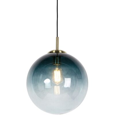 Art Déco Lámpara Colgante Art Deco Latón Con Cristal Azul Océano 33 Cm - Pallon Vidrio /acero Esfera /alargada Adecuado Para Led Max. 1 X 40 Watt - Qazqa Art Déco Lámpara Colgante Art Deco Latón Con Cristal Azul Océano 33 Cm - Pallon Vidrio /acero Esfera /alargada Adecuado Para Led Max. 1 X 40 Watt - Qazqa