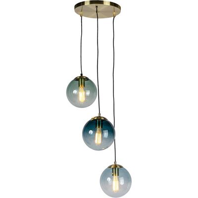 Art Déco Lámpara Colgante Art Déco Latón Con Cristal Azul - Pallon Vidrio /acero Esfera /alargada Adecuado Para Led Max. 3 X 25 Watt - Qazqa Art Déco Lámpara Colgante Art Déco Latón Con Cristal Azul - Pallon Vidrio /acero Esfera /alargada Adecuado Para Led Max. 3 X 25 Watt - Qazqa