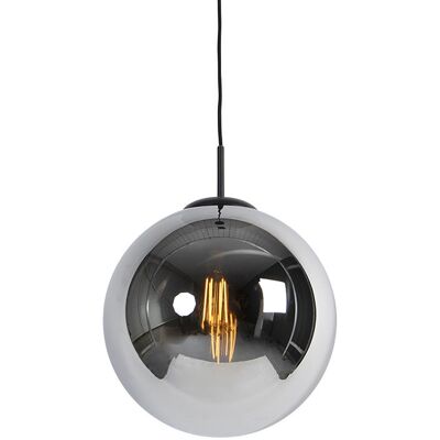 Art Déco Lámpara Colgante Art Deco Negra Con Cristal Ahumado 30 Cm - Pallon Vidrio /acero Esfera /alargada Adecuado Para Led Max. 1 X 25 Watt - Qazqa Art Déco Lámpara Colgante Art Deco Negra Con Cristal Ahumado 30 Cm - Pallon Vidrio /acero Esfera /alargada Adecuado Para Led Max. 1 X 25 Watt - Qazqa