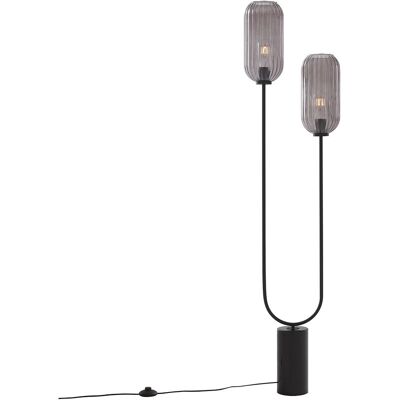 Art Déco Lámpara De Pie Art Deco Negra Con Cristal Ahumado 2-luces - Rid Vidrio /acero /mármol Alargada Adecuado Para Led Max. 2 X 40 Watt - Qazqa Art Déco Lámpara De Pie Art Deco Negra Con Cristal Ahumado 2-luces - Rid Vidrio /acero /mármol Alargada Adecuado Para Led Max. 2 X 40 Watt - Qazqa