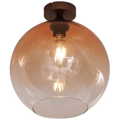 Qazqa - Art Déco Lámpara De Techo Art Déco Bronce Oscuro Con Cristal Marrón - Sandra Vidrio /metálica Esfera Adecuado Para Led Max. 1 X 15 Watt Qazqa - Art Déco Lámpara De Techo Art Déco Bronce Oscuro Con Cristal Marrón - Sandra Vidrio /metálica Esfera Adecuado Para Led Max. 1 X 15 Watt
