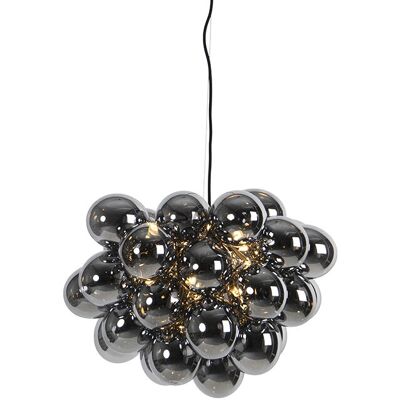 Art Déco Lámpara De Techo Colgante Inteligente Negra Con Cristal Ahumado 8 Luces Redonda Incluye 8 Wifi G9 - Uvas Vidrio /acero Esfera Adecuado Para Led Max. 8 X 2.5 Watt - Qazqa Art Déco Lámpara De Techo Colgante Inteligente Negra Con Cristal Ahumado 8 Luces Redonda Incluye 8 Wifi G9 - Uvas Vidrio /acero Esfera Adecuado Para Led Max. 8 X 2.5 Watt - Qazqa