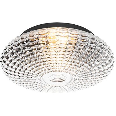 Qazqa Clásico/antiguo Plafón Clásico Negro Con Cristal Ahumado 35 Cm Ip44 - Nohmi Vidrio /acero Redonda Adecuado Para Led Max. 2 X 60 Watt Qazqa Clásico/antiguo Plafón Clásico Negro Con Cristal Ahumado 35 Cm Ip44 - Nohmi Vidrio /acero Redonda Adecuado Para Led Max. 2 X 60 Watt