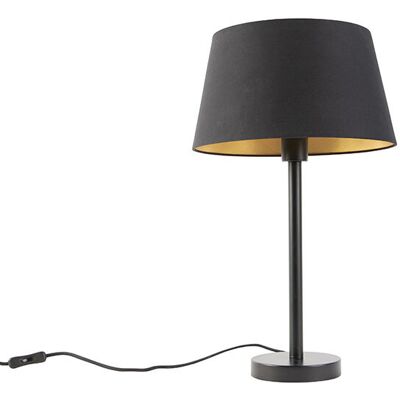 Clásico/antiguo Lámpara De Mesa Clásica Negra Con Pantalla Negra 32 Cm - Simplo Acero /textil Redonda Adecuado Para Led Max. 1 X 60 Watt - Qazqa Clásico/antiguo Lámpara De Mesa Clásica Negra Con Pantalla Negra 32 Cm - Simplo Acero /textil Redonda Adecuado Para Led Max. 1 X 60 Watt - Qazqa