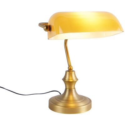 Clásico/antiguo Lámpara De Notario Clásica De Bronce Con Cristal Ámbar - Banker Vidrio /acero Alargada Adecuado Para Led Max. 1 X 60 Watt - Qazqa Clásico/antiguo Lámpara De Notario Clásica De Bronce Con Cristal Ámbar - Banker Vidrio /acero Alargada Adecuado Para Led Max. 1 X 60 Watt - Qazqa