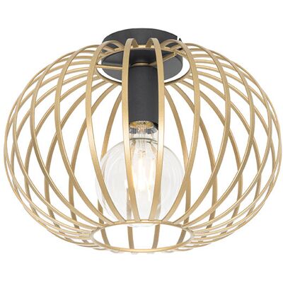 Diseño Plafón De Diseño Latón 30 Cm - Johanna Acero Redonda Adecuado Para Led Max. 1 X 40 Watt - Qazqa Diseño Plafón De Diseño Latón 30 Cm - Johanna Acero Redonda Adecuado Para Led Max. 1 X 40 Watt - Qazqa