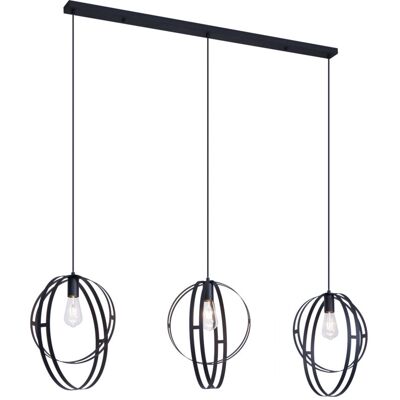 Qazqa Diseño Lámpara Colgante De Diseño Negra Rectangular 3-luces - Indu Metálica Alargada Adecuado Para Led Max. 3 X 15 Watt Qazqa Diseño Lámpara Colgante De Diseño Negra Rectangular 3-luces - Indu Metálica Alargada Adecuado Para Led Max. 3 X 15 Watt