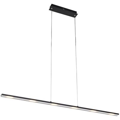 Diseño Lámpara Colgante De Diseño Negra Con Led Y Atenuador Táctil - Platina Acero Alargada Incluye Led Max. 1 X 24 Watt - Qazqa Diseño Lámpara Colgante De Diseño Negra Con Led Y Atenuador Táctil - Platina Acero Alargada Incluye Led Max. 1 X 24 Watt - Qazqa