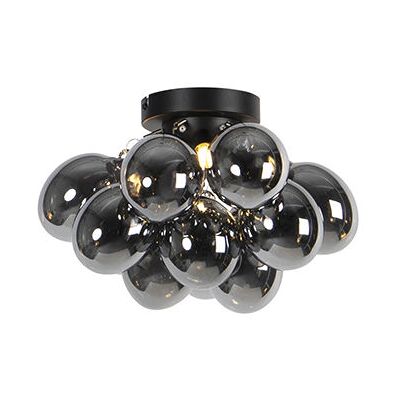 QAZQA Lámpara de Techo inteligente de Vidrio Ahumado Negro - 3 Luces - Máx 3 x 2.5W QAZQA Lámpara de Techo inteligente de Vidrio Ahumado Negro - 3 Luces - Máx 3 x 2.5W