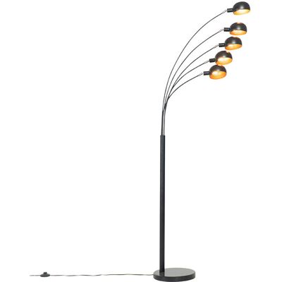Diseño Lámpara De Pie De Diseño Negra Con Dorado 5-luces - Sixties Marmo Mármol /acero Alargada Adecuado Para Led Max. 5 X 25 Watt - Qazqa Diseño Lámpara De Pie De Diseño Negra Con Dorado 5-luces - Sixties Marmo Mármol /acero Alargada Adecuado Para Led Max. 5 X 25 Watt - Qazqa