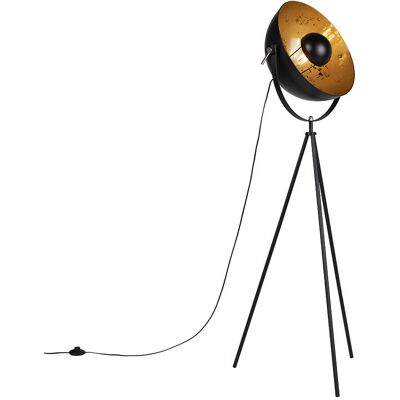 Qazqa - Diseño Lámpara De Pie Trípode Industrial Negra - Magna 40 Eglip Acero Esfera /redonda Adecuado Para Led Max. 1 X 60 Watt Qazqa - Diseño Lámpara De Pie Trípode Industrial Negra - Magna 40 Eglip Acero Esfera /redonda Adecuado Para Led Max. 1 X 60 Watt