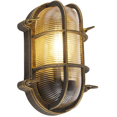 Qazqa Industrial Lámpara De Pared Y Techo Dorada/latón Ovalada Ip44 - Noutica Aluminio /vidrio Ovalada Adecuado Para Led Max. 1 X 60 Watt Qazqa Industrial Lámpara De Pared Y Techo Dorada/latón Ovalada Ip44 - Noutica Aluminio /vidrio Ovalada Adecuado Para Led Max. 1 X 60 Watt