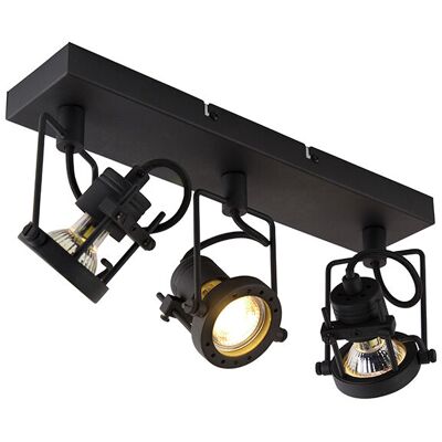 Qazqa Industrial Foco Industrial Negro 3 Luces - Suplux Acero Alargada Adecuado Para Led Max. 3 X 50 Watt Qazqa Industrial Foco Industrial Negro 3 Luces - Suplux Acero Alargada Adecuado Para Led Max. 3 X 50 Watt