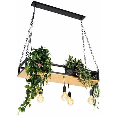 Industrial Lámpara Colgante Industrial Negra Con Madera 5 Luces - Shelf /acero Rectangular /alargada Adecuado Para Led Max. 5 X 60 Watt - Qazqa Industrial Lámpara Colgante Industrial Negra Con Madera 5 Luces - Shelf /acero Rectangular /alargada Adecuado Para Led Max. 5 X 60 Watt - Qazqa