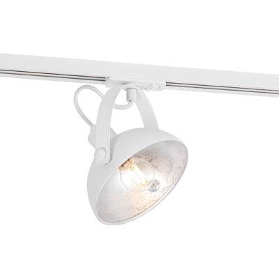 Qazqa Foco de carril industrial blanco con interior plateado - Magnax - Adecuado para LED 40W Qazqa Foco de carril industrial blanco con interior plateado - Magnax - Adecuado para LED 40W