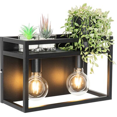 Industrial Lámpara De Pared Inteligente Negra Con Estante Incl. 2 Wifi G95 - Cage Rack Acero Rectangular Adecuado Para Led Max. 2 X 4.9 Watt - Qazqa Industrial Lámpara De Pared Inteligente Negra Con Estante Incl. 2 Wifi G95 - Cage Rack Acero Rectangular Adecuado Para Led Max. 2 X 4.9 Watt - Qazqa