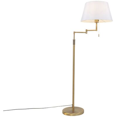 Moderno Lámpara De Pie De Bronce Con Pantalla Blanca Y Brazo Regulable - Ladas Deluxe Acero /textil Redonda Adecuado Para Led Max. 1 X 40 Watt - Qazqa Moderno Lámpara De Pie De Bronce Con Pantalla Blanca Y Brazo Regulable - Ladas Deluxe Acero /textil Redonda Adecuado Para Led Max. 1 X 40 Watt - Qazqa
