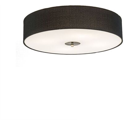 Qazqa - Moderno Plafón Rústico Negro 50 Cm - Drum Jute Vidrio /textil /acero Redonda Adecuado Para Led Max. 4 X 40 Watt Qazqa - Moderno Plafón Rústico Negro 50 Cm - Drum Jute Vidrio /textil /acero Redonda Adecuado Para Led Max. 4 X 40 Watt
