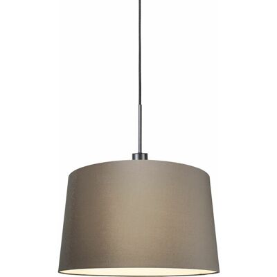 Qazqa Moderno Lámpara Colgante Moderna Negra Con Pantalla 45 Cm Topo - Combi 1 Textil /acero Redonda Adecuado Para Led Max. 1 X 60 Watt Qazqa Moderno Lámpara Colgante Moderna Negra Con Pantalla 45 Cm Topo - Combi 1 Textil /acero Redonda Adecuado Para Led Max. 1 X 60 Watt