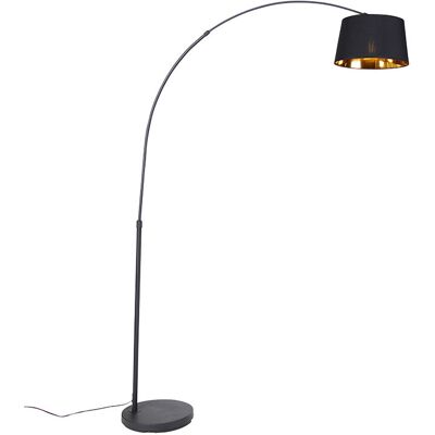 Moderno Lámpara De Arco Moderna Negra Con Dorado - Arc Basic Acero /textil /plástico Alargada Adecuado Para Led Max. 1 X 20 Watt - Qazqa Moderno Lámpara De Arco Moderna Negra Con Dorado - Arc Basic Acero /textil /plástico Alargada Adecuado Para Led Max. 1 X 20 Watt - Qazqa