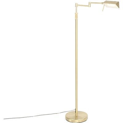 Moderno Lámpara De Pie De Latón Con Led Y Regulador Táctil - Notia Acero /vidrio Alargada Incluye Led Max. 1 X 12 Watt - Qazqa Moderno Lámpara De Pie De Latón Con Led Y Regulador Táctil - Notia Acero /vidrio Alargada Incluye Led Max. 1 X 12 Watt - Qazqa