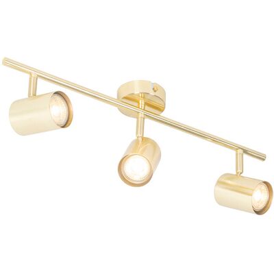 Moderno Plafón Moderno Latón 3-luces Regulables - Jeana Acero Alargada Adecuado Para Led Max. 3 X 35 Watt - Qazqa Moderno Plafón Moderno Latón 3-luces Regulables - Jeana Acero Alargada Adecuado Para Led Max. 3 X 35 Watt - Qazqa