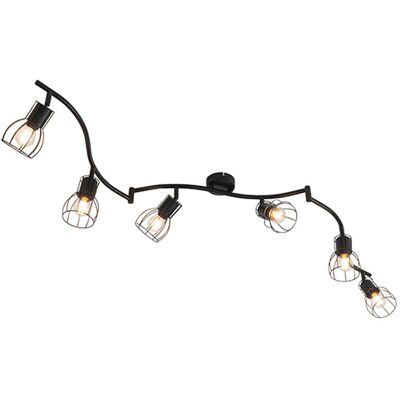 Qazqa Moderno Foco De Techo Moderno Negro 145 Cm 6 Luces - Botu Acero Alargada Adecuado Para Led Max. 6 X 40 Watt Qazqa Moderno Foco De Techo Moderno Negro 145 Cm 6 Luces - Botu Acero Alargada Adecuado Para Led Max. 6 X 40 Watt