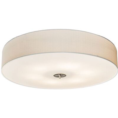Qazqa - Moderno Plafón Rústico Blanco 70 Cm - Drum Jute Vidrio /textil /acero Redonda Adecuado Para Led Max. 6 X 60 Watt Qazqa - Moderno Plafón Rústico Blanco 70 Cm - Drum Jute Vidrio /textil /acero Redonda Adecuado Para Led Max. 6 X 60 Watt