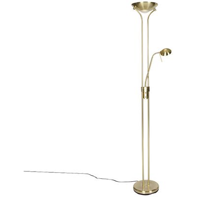 Moderno Lámpara De Pie Moderna De Latón Con Lámpara De Lectura Con Led Dim To Warm - Diva Vidrio /acero Alargada Incluye Led Max. 1 X 23 Watt - Qazqa Moderno Lámpara De Pie Moderna De Latón Con Lámpara De Lectura Con Led Dim To Warm - Diva Vidrio /acero Alargada Incluye Led Max. 1 X 23 Watt - Qazqa
